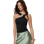 Women's Ruffle Halter Off-Shoulder Top