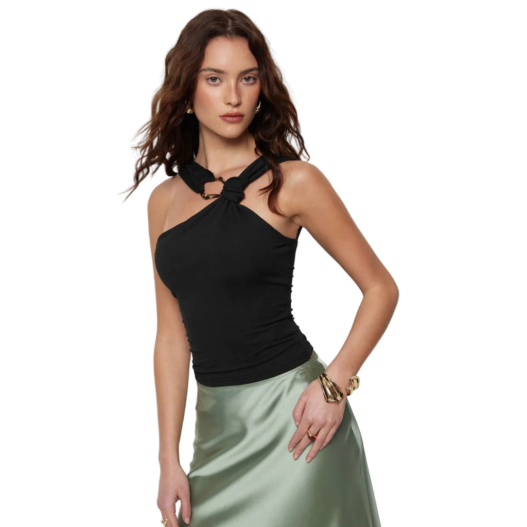 Women's Sleeveless Ruffle Halter Neck Blouse