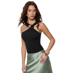 Women's Sleeveless Ruffle Halter Neck Blouse