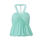 Women's Sleeveless Solid Bandeau Halter Top